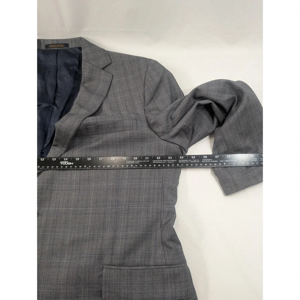 Jos. Bank Reserve Reda Blazer Suit Jacket Wool  Gray Glenn‎ Check 48R plaid READ